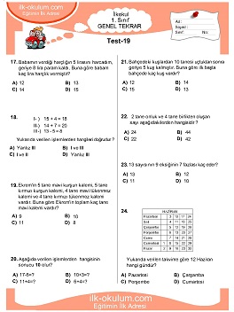 ilkokul 1. Sınıf Genel Tekrar Testleri 